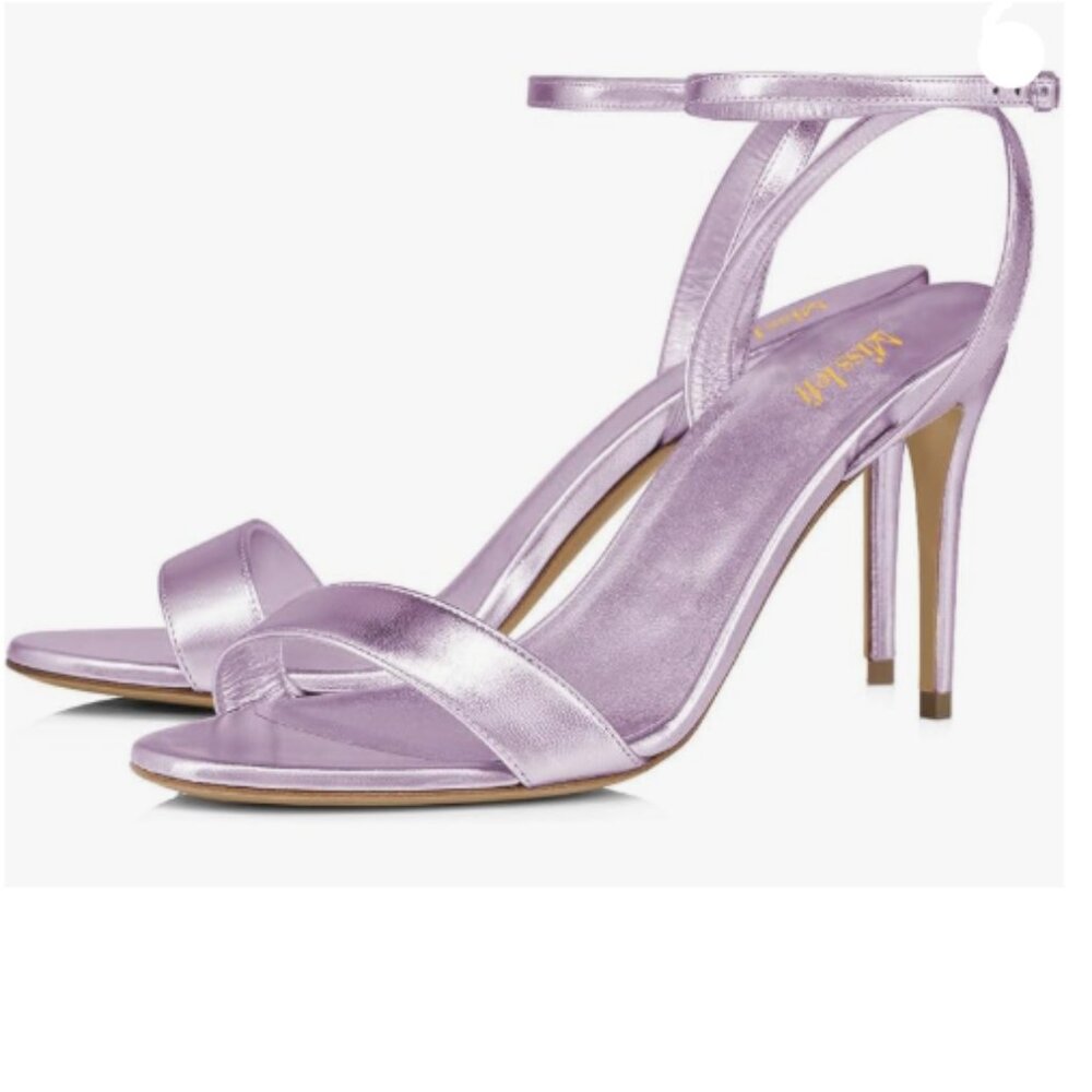 miss left Lavender Chic Ankle Strappy Open Toe High Heel Sandals Ladies Shoes